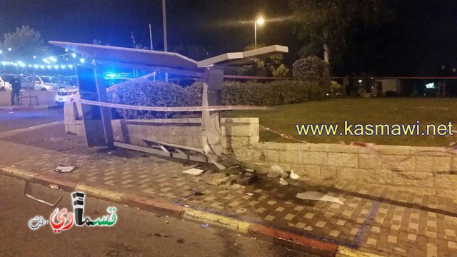 القدس : مصرع شاب يهودي بعد اصطدام مركبة  بمحطة باص والشرطة تهرع الى مكان الحادث